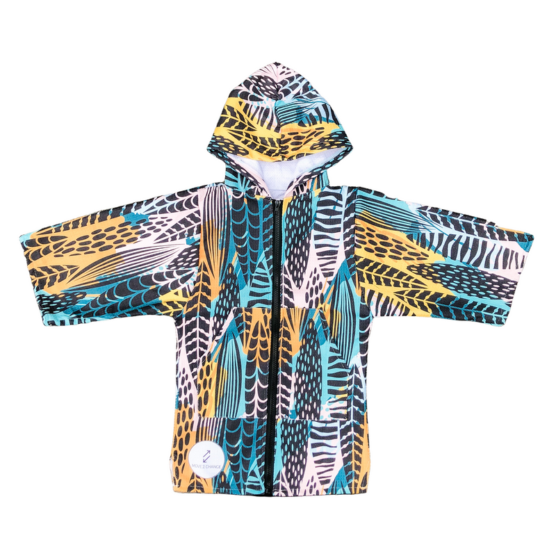 Kids jungle hooded towel with zip